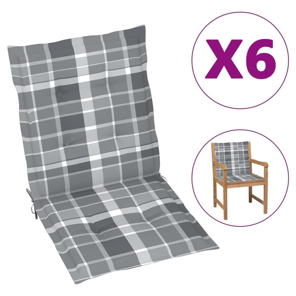 Cuscini Per Sedie Da Giardino 6 Pz Grigi A Quadri 100x50x4 Cm - Foto 1