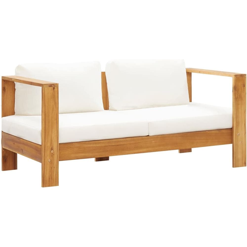Sedia da Giardino con Cuscino 140 cm Bianco Crema Legno Acacia - Foto 1