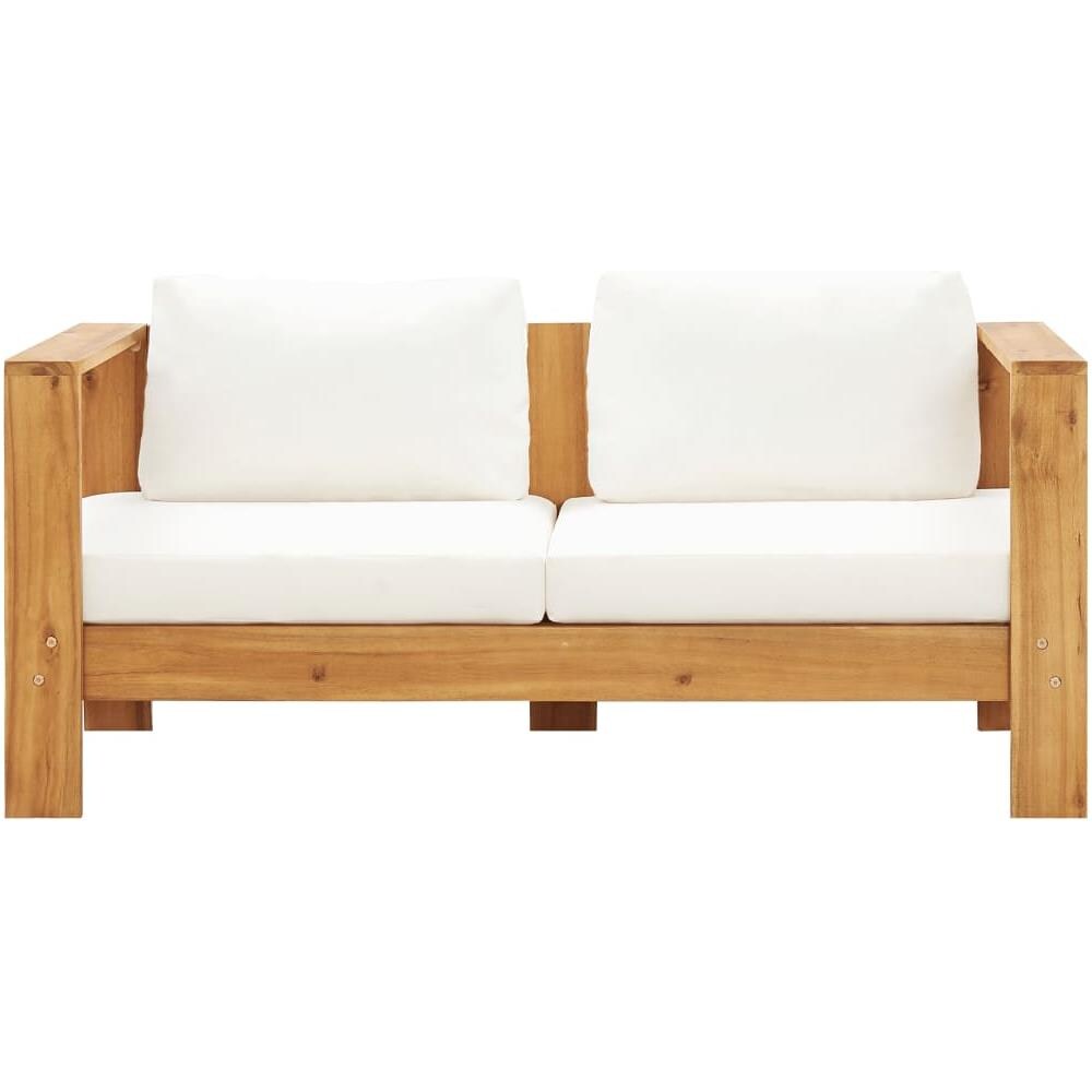 Sedia da Giardino con Cuscino 140 cm Bianco Crema Legno Acacia - Foto 2