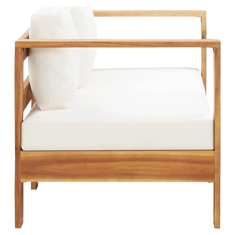 Sedia da Giardino con Cuscino 140 cm Bianco Crema Legno Acacia - Foto 3