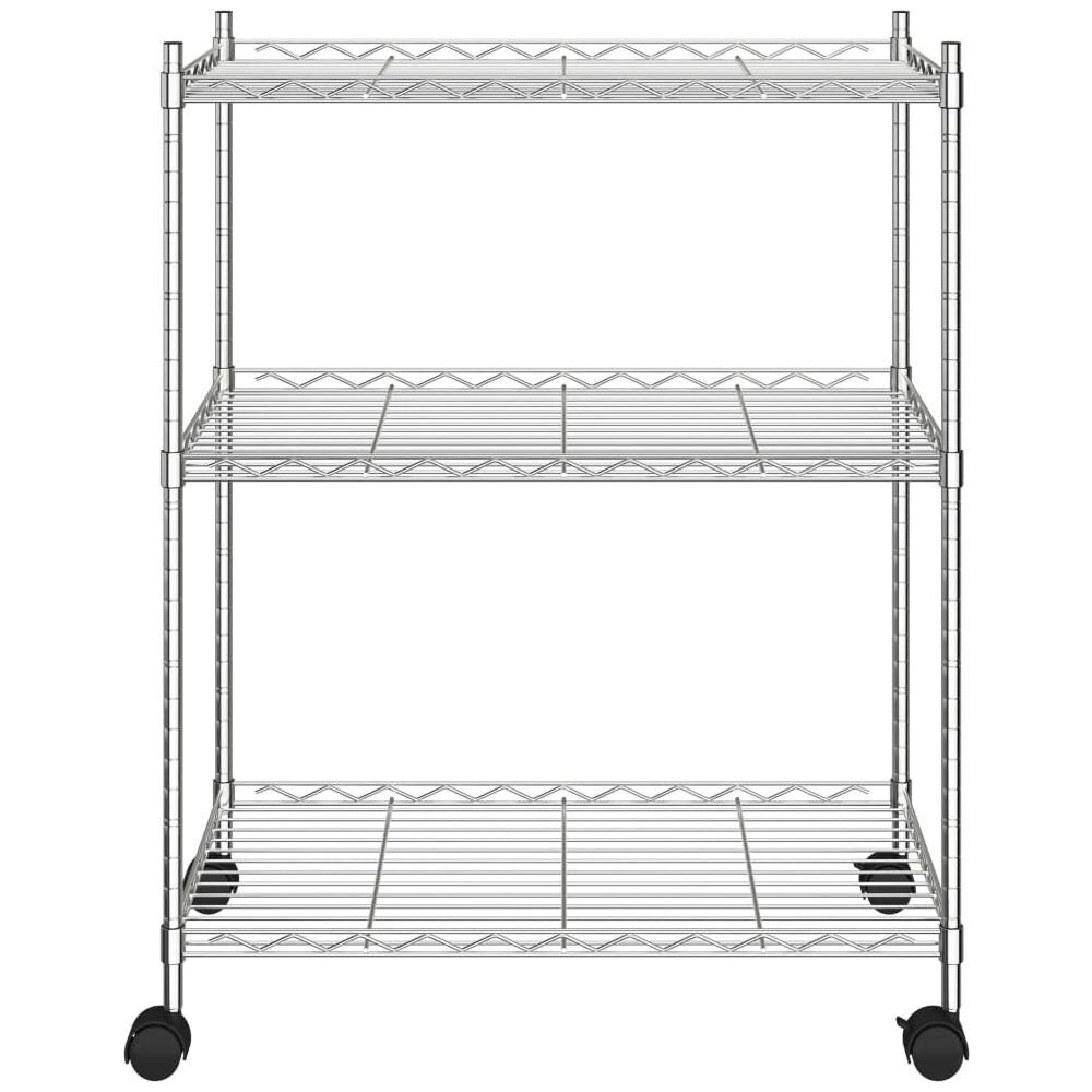 Scaffale a 3 Livelli con Ruote 60x35x81 cm Cromato 150 kg - Foto 2