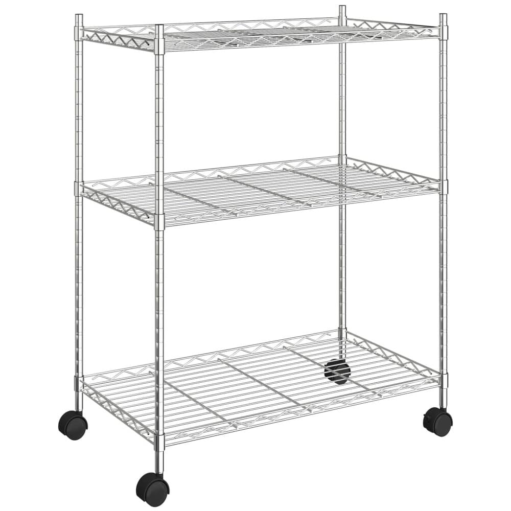 Scaffale a 3 Livelli con Ruote 60x35x81 cm Cromato 150 kg - Foto 1