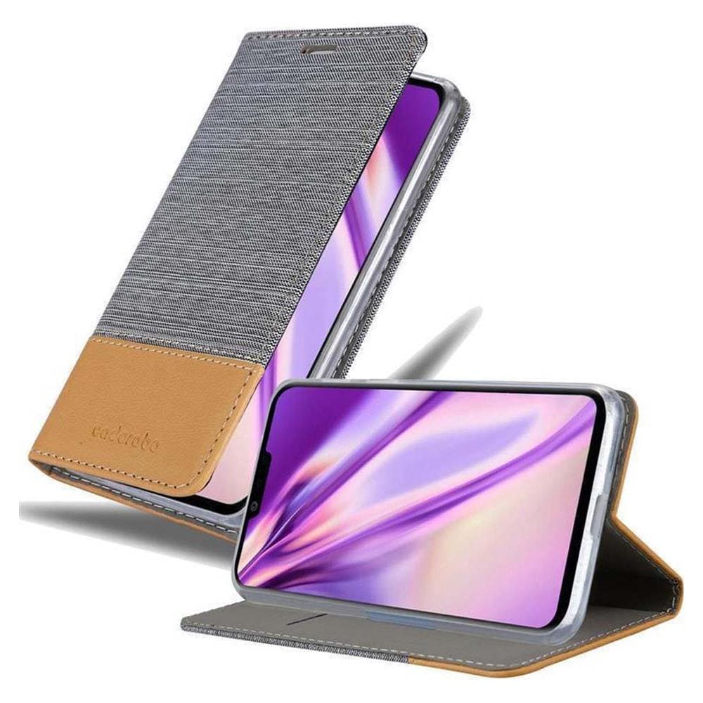 Custodia Compatibile Con Lg G8 Thinq In Grigio Chiaro Marrone - Coperchio Protettiva Con Chiusura Magnetica, Funzione Stand E Tasca Per Le Carte - Foto 1
