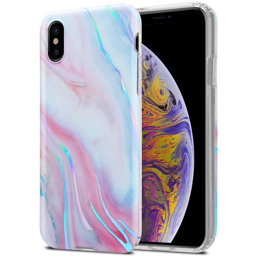 Cadorabo Custodia Compatibile Con Apple Iphone Xs Max In Marmo Rosa Bianco No.15 - Coperchio Protettivo In Silicone Tpu Con Motivo A Mosaico - Foto 1