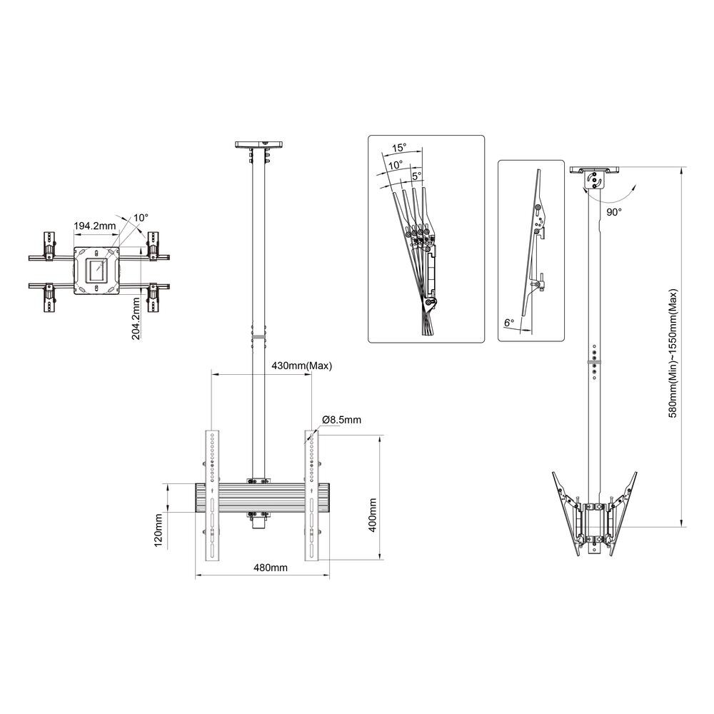 Multibrackets 8892 Supporto per display espositivi 165,1 cm (65") Nero - Foto 13