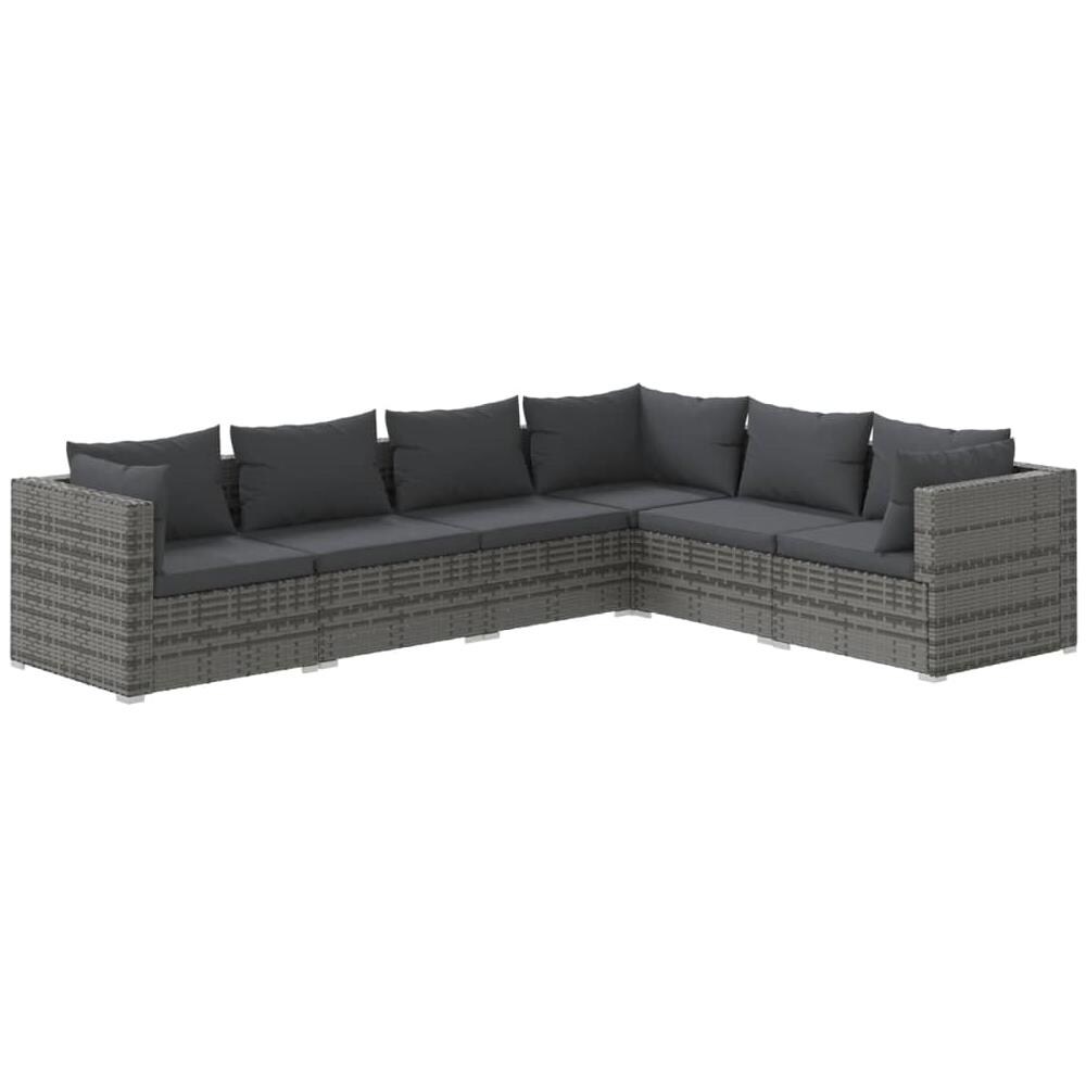 Set Divani Da Giardino 6 Pz Con Cuscini In Polyrattan Grigio - Foto 1