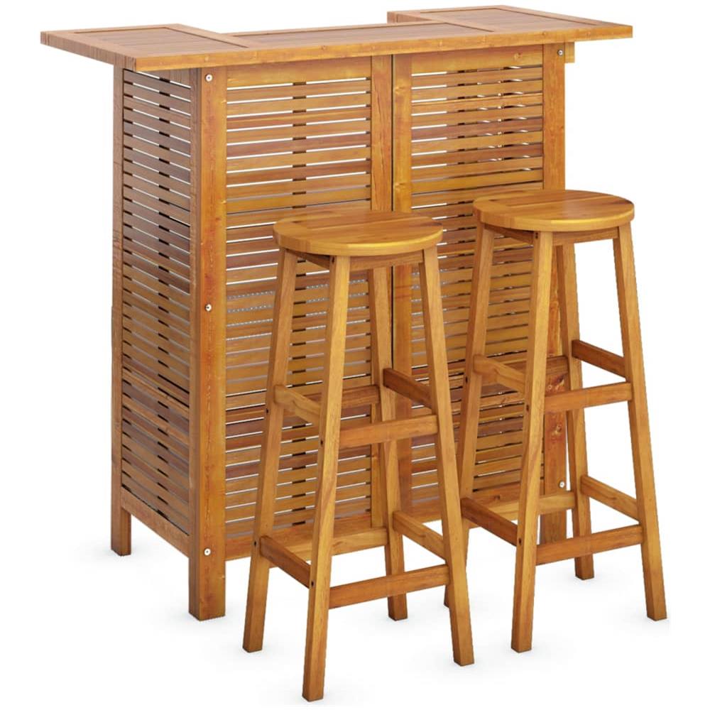 Set Da Bar Per Giardino 3 Pz In Legno Massello Di Acacia - Foto 2