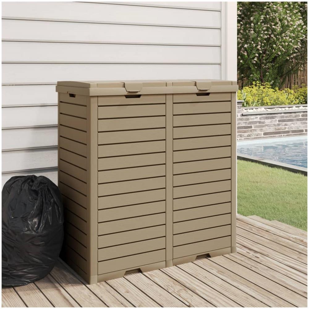 Cestino Rifiuti Esterno Marrone Chiaro 78x41x86cm Polipropilene - Foto 3