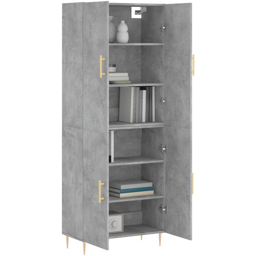 Credenza Grigio Cemento 69,5x34x180 Cm In Legno Multistrato - Foto 3