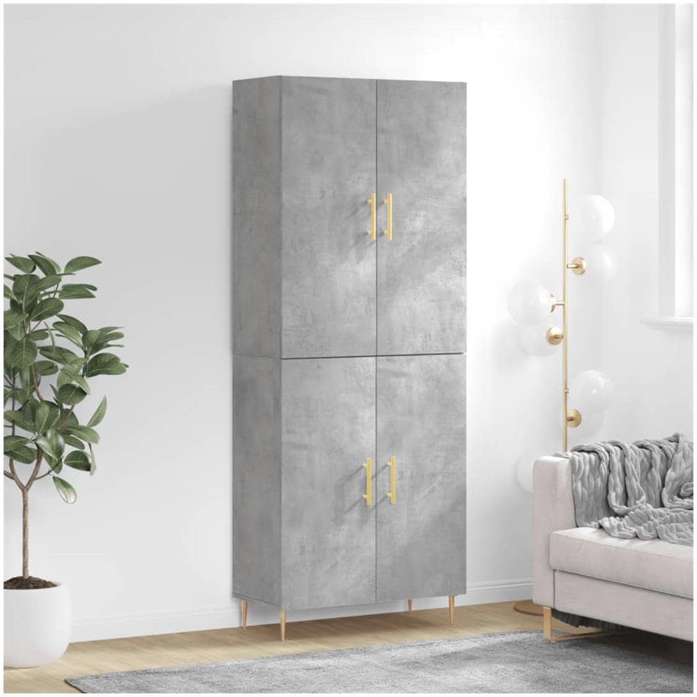 Credenza Grigio Cemento 69,5x34x180 Cm In Legno Multistrato - Foto 1