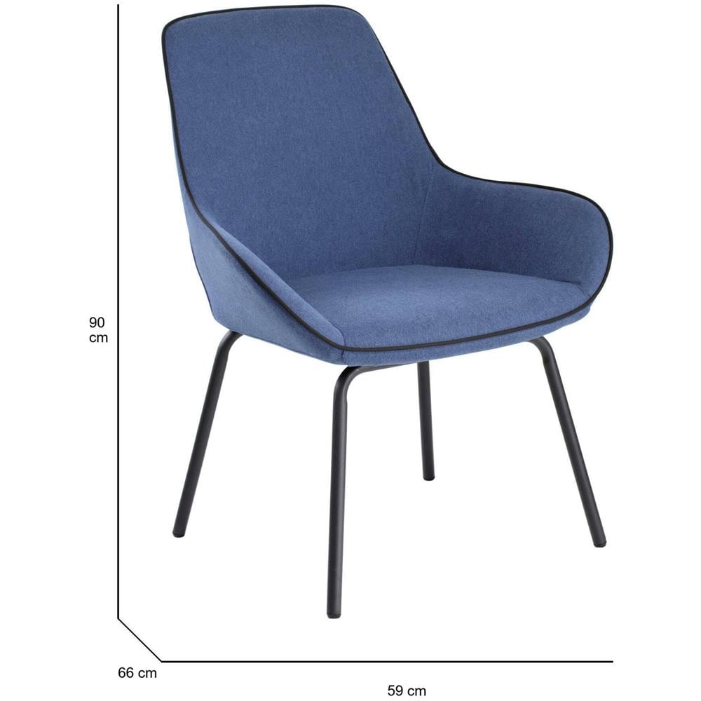 Sedia Da Ufficio Mackay, Sedute Sala Da Attesa Per Ufficio, Seduta Ergonomica Da Attesa, 66x59h90 Cm, Blu - Foto 2
