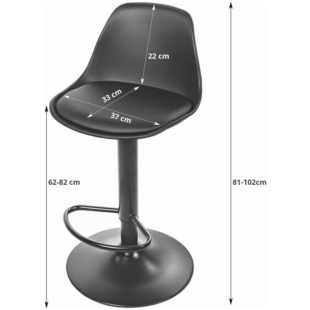 Sgabello girevole HOGA - Design ergonomico nero per uso in cucina - Foto 2