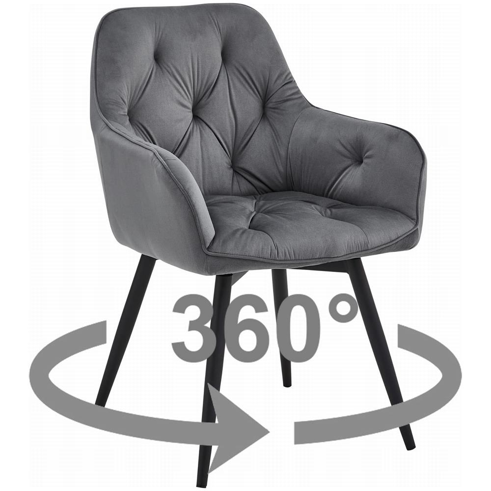 LUKK360 Sedia girevole in velluto grigio scuro x2 - Foto 2