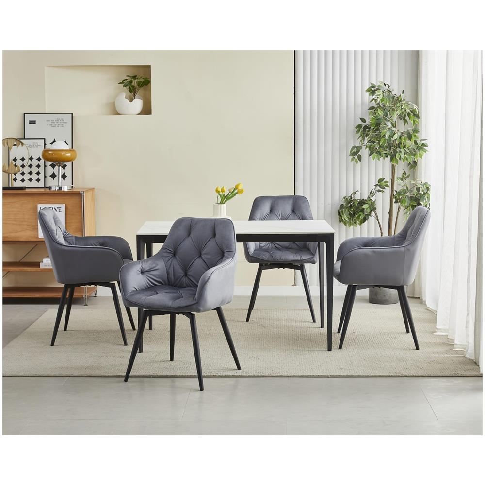 LUKK360 Sedia girevole in velluto grigio scuro x2 - Foto 10