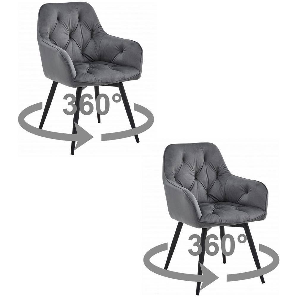 LUKK360 Sedia girevole in velluto grigio scuro x2 - Foto 1