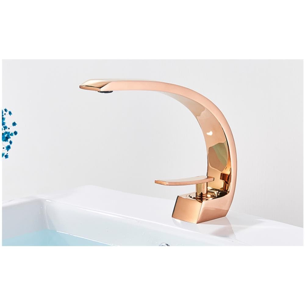 Rubinetto per lavabo da bagno, Blackswan, tipo M92, modello oro rosa, misura 16,6 cm - Foto 4