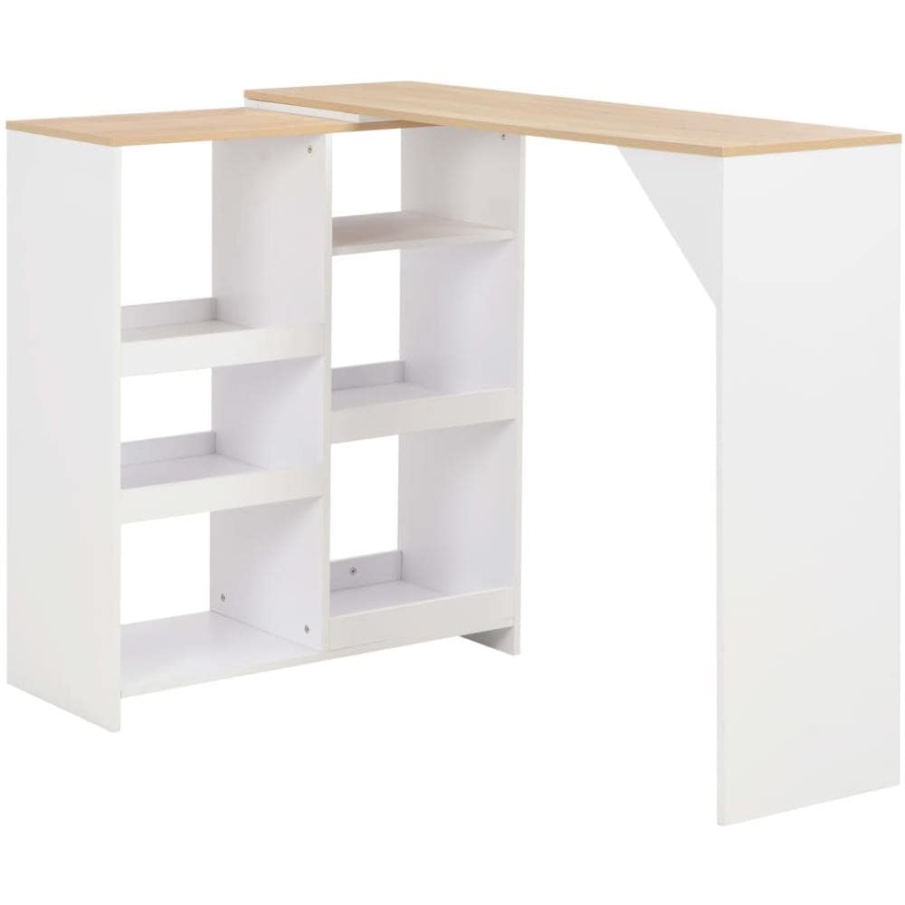 Tavolo da Bar con Scaffale Mobile Bianco 138x39x110 cm - Foto 1
