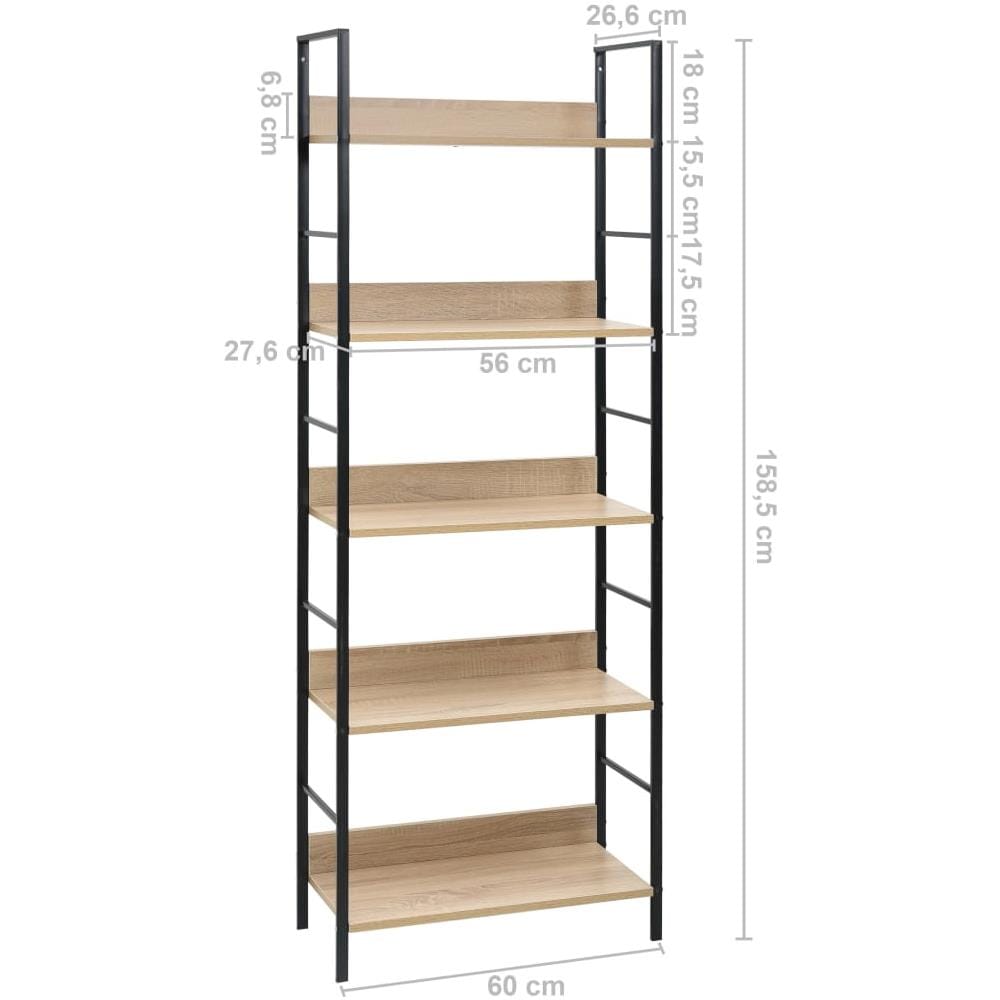 Scaffale Libri 5 Ripiani Rovere 60x27,6x158,5 Legno Multistrato - Foto 7