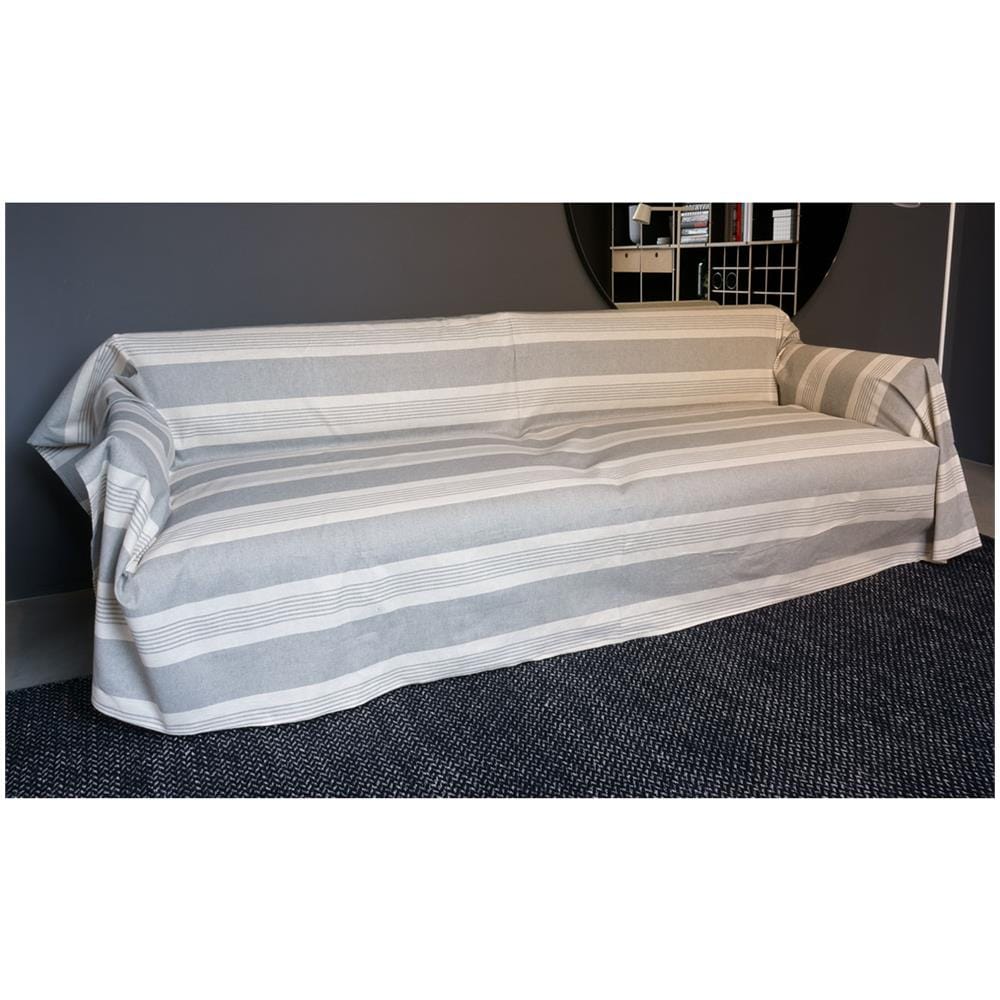 Telo Arredo Granfoulard Copritutto Cotone Made Italy Vari Disegni Arredatutto Copriletto Multiuso 2 Piazze Grancasa Grigio - Foto 2
