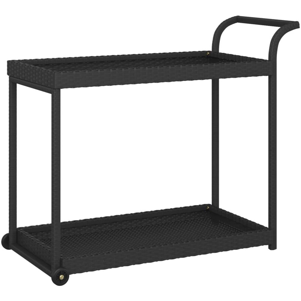 Carrello Da Bar Nero 100x45x83 Cm In Polyrattan - Foto 2