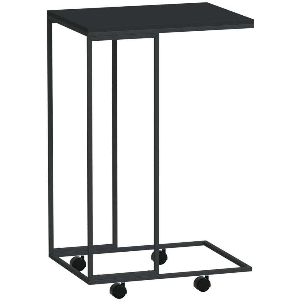 Tavolino Con Ruote Nero 40x30x63,5cm In Legno Ingegnerizzato - Foto 2