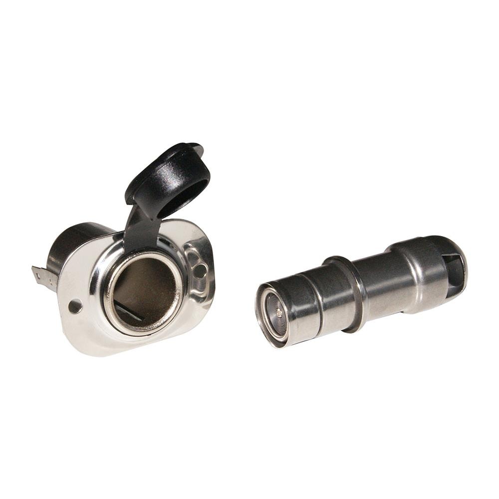 Presa E Spina Accendisigariin Acciaio Inox Con Luce Carteggio Sul Pomolo. 12v, Foro Mm. 27. - Foto 1