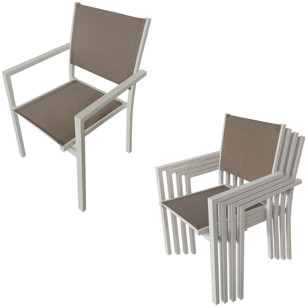 Set Di Mobili Da Giardino Bari In Textilene Taupe 8 Posti - Alluminio Taupe - Foto 2