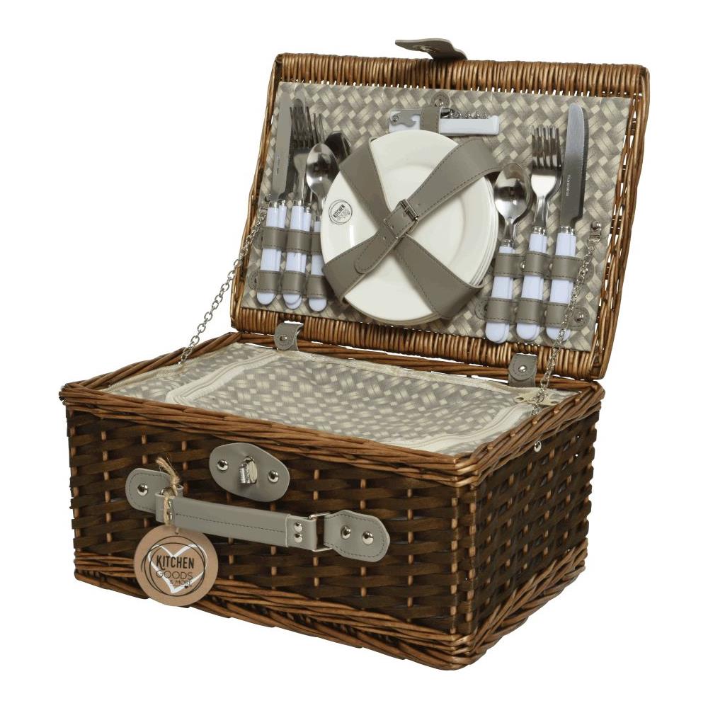 Set Valigetta Rustico Da Picnic Marrone - Foto 1