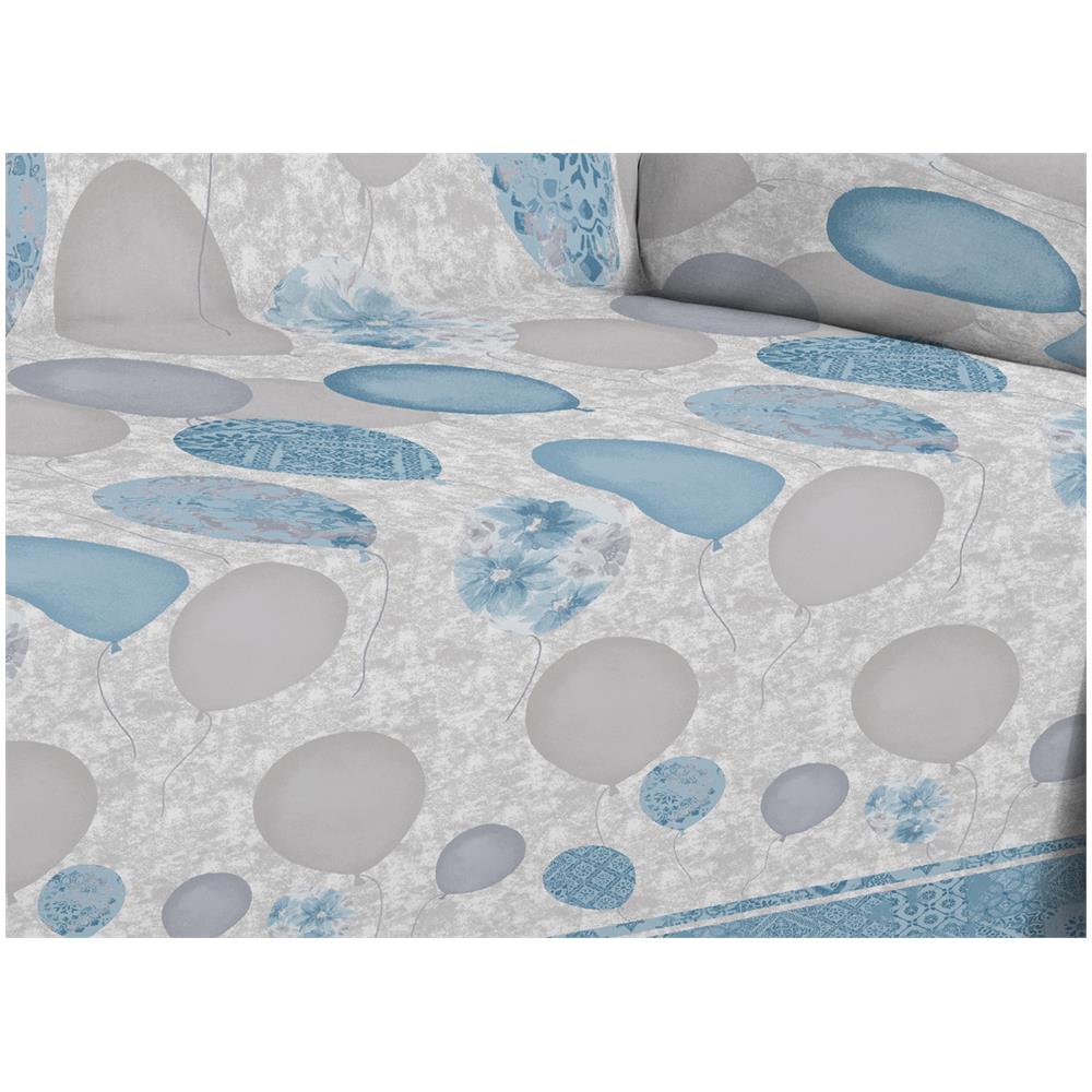 Telo Arredo Multiuso Linea Pensieri Delicati In Cotone Disegno Palloncini Matrimoniale Azzurro - Foto 5