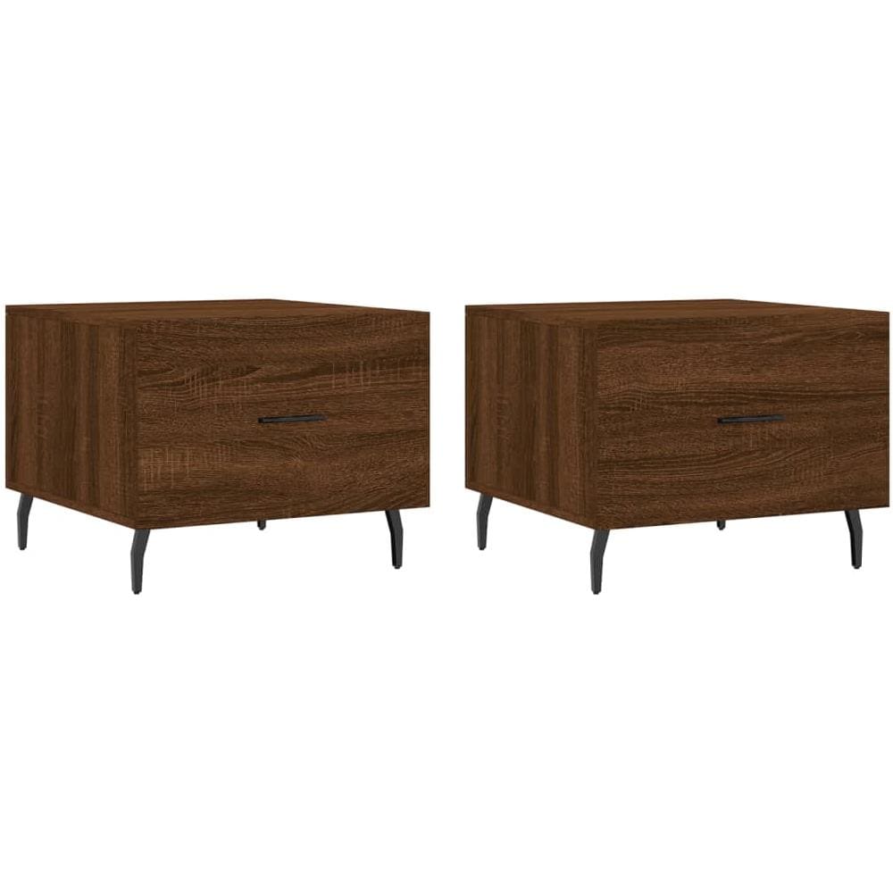 Tavolini Salotto 2 Pz Rovere Marrone 50x50x40 Legno Multistrato - Foto 2