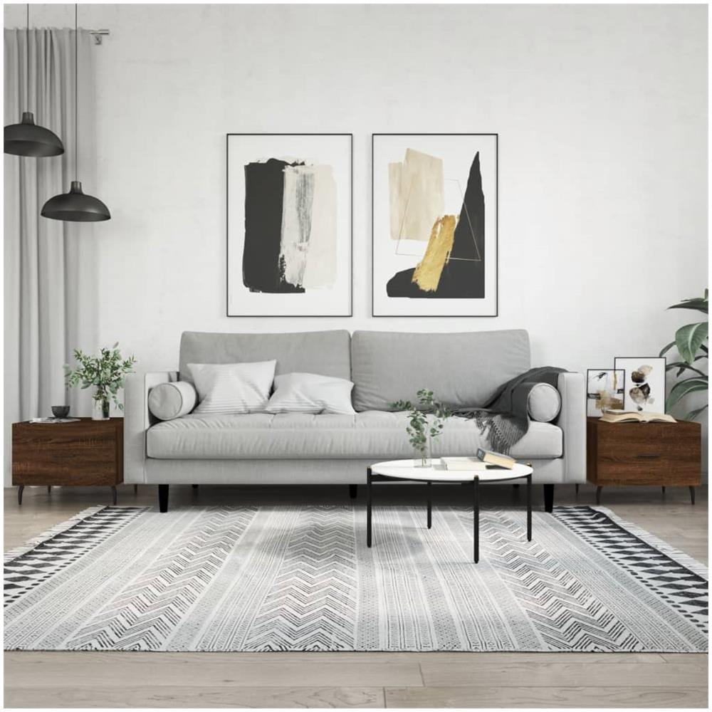 Tavolini Salotto 2 Pz Rovere Marrone 50x50x40 Legno Multistrato - Foto 1