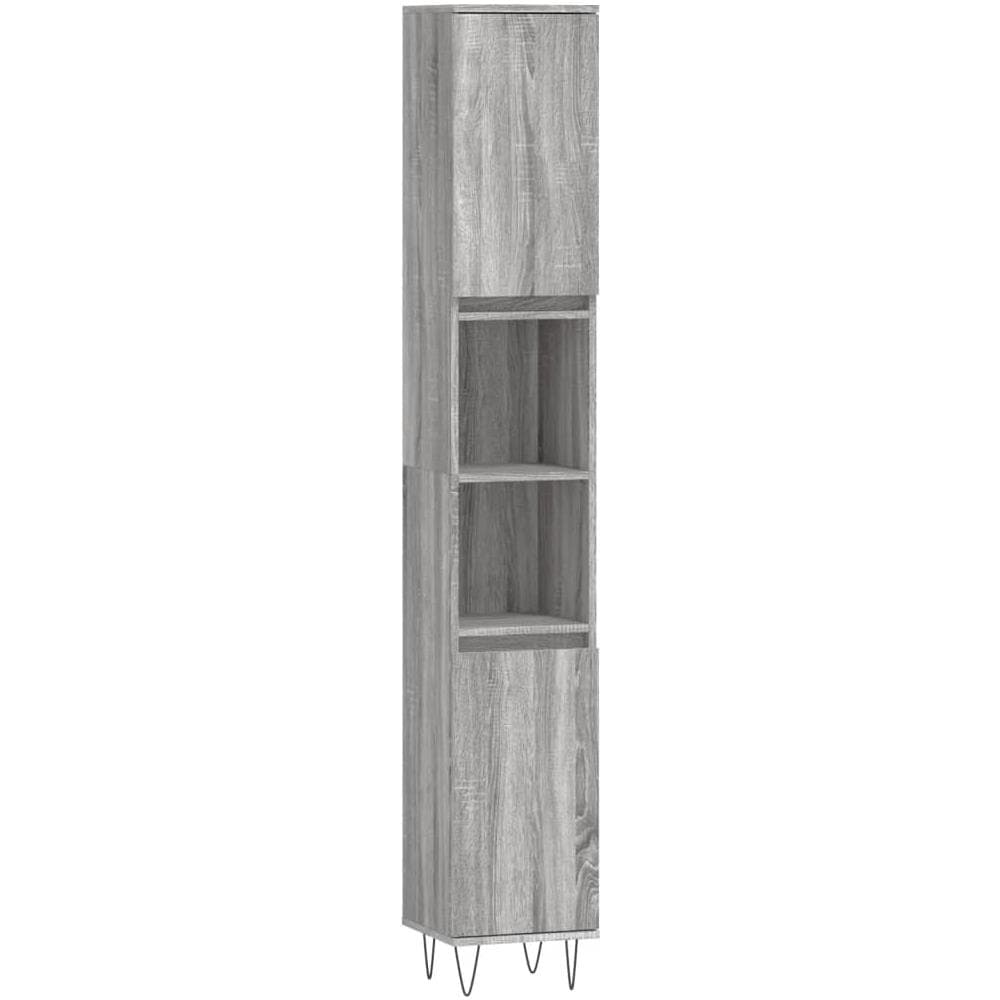 Armadietto Bagno Grigio Sonoma 30x30x190cm In Legno Multistrato - Foto 2