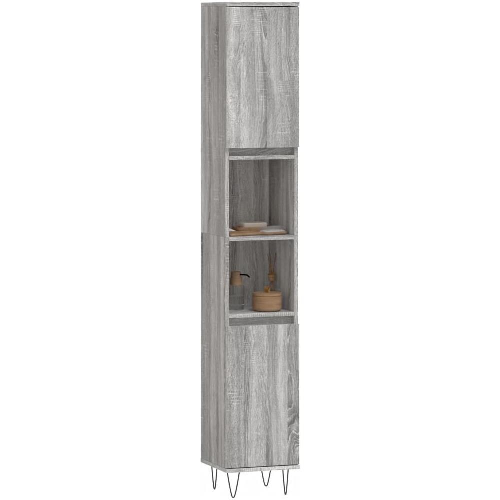 Armadietto Bagno Grigio Sonoma 30x30x190cm In Legno Multistrato - Foto 3