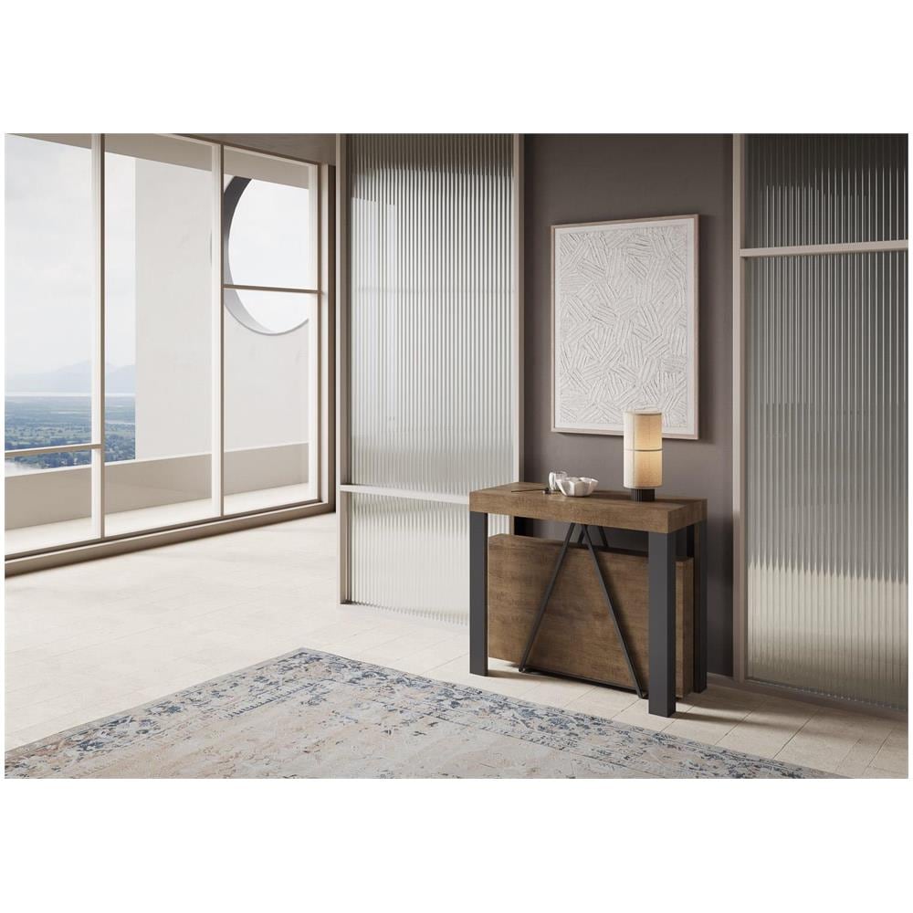 Consolle allungabile 90x40/196 cm Tarax Small noce telaio antracite - Foto 2