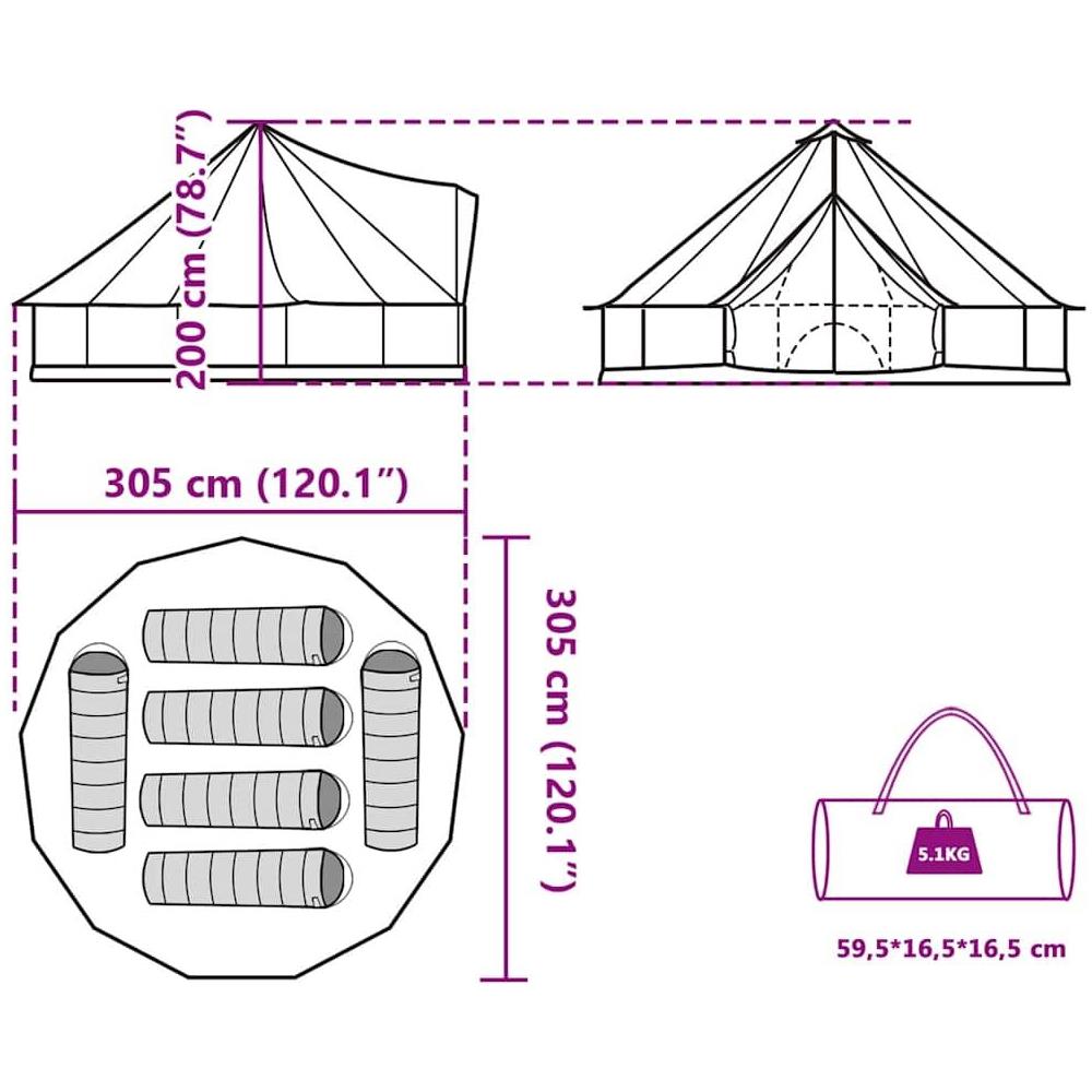 Tenda Familiare Tipi per 6 Persone Blu Impermeabile - Foto 10
