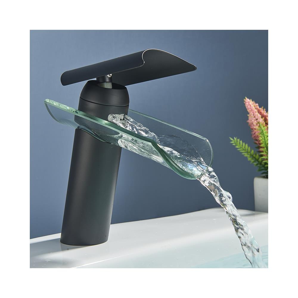 Rubinetto per lavabo da bagno, Blackswan, tipo M91 a cascata, modello nero opaco, misura 18 cm - Foto 4