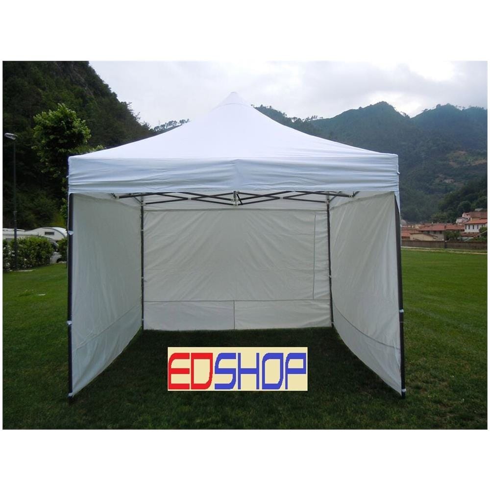 Gazebo Box Richiudibile 3x3 Con 3 Pareti Laterali Gazebi Fiere Sacca Ombrellone - Foto 2