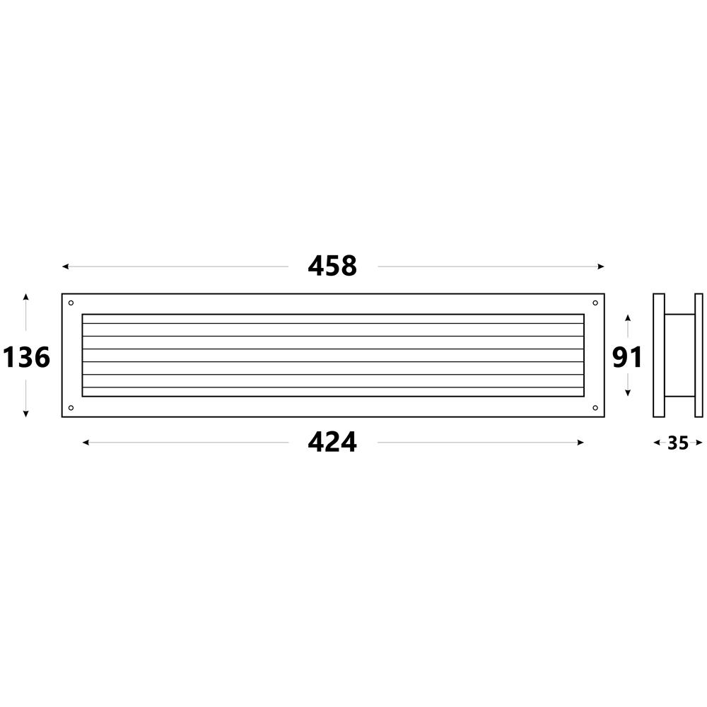 424x91mm Bianca Interno Porta Plastica Griglia Ventilazione Rettangolo Condotto - Foto 2