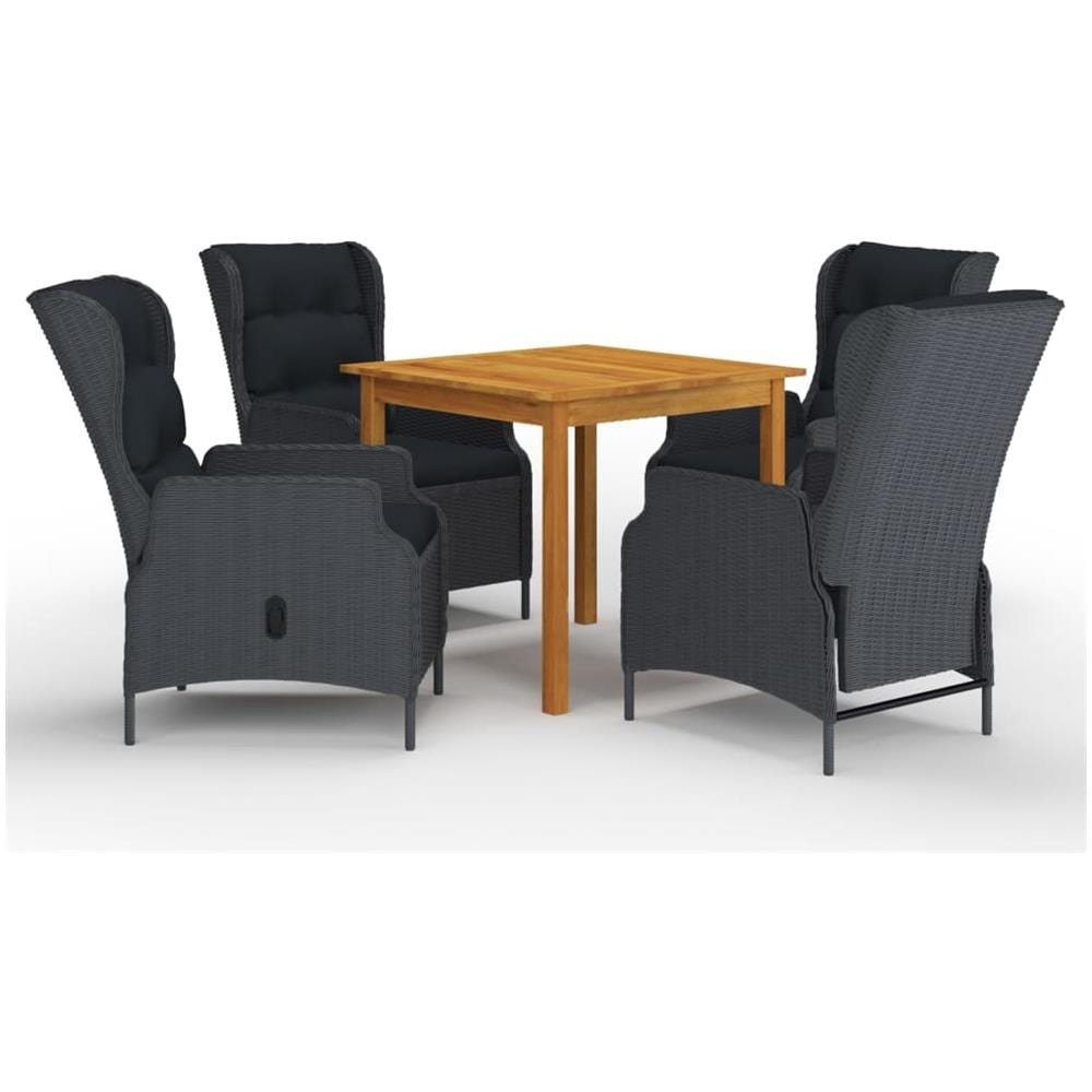 Set Mobili Da Pranzo Per Giardino 5 Pz Grigio Scuro - Foto 1