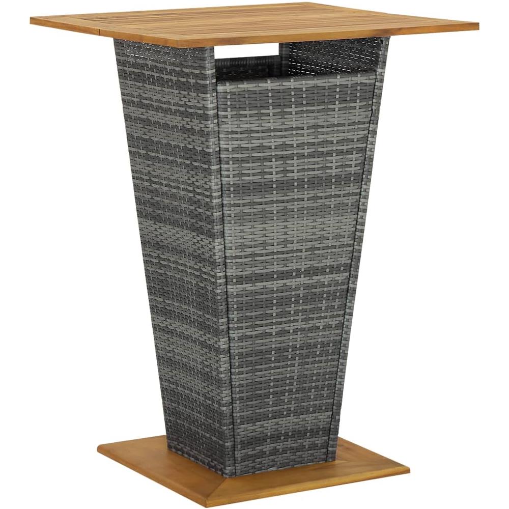 Tavolino Da T? Grigio 80x80x110 Cm Polyrattan E Massello Acacia - Foto 1