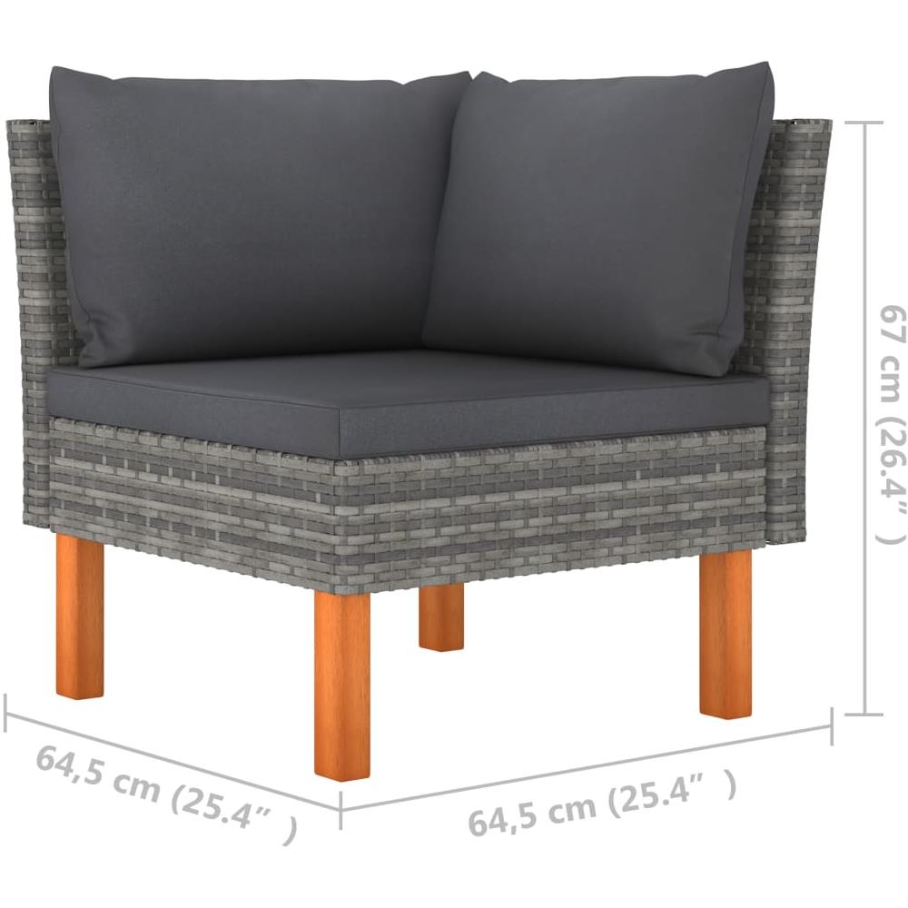 Set Di Divani Da Giardino 3 Pz Polyrattan Massello Di Eucalipto - Foto 2