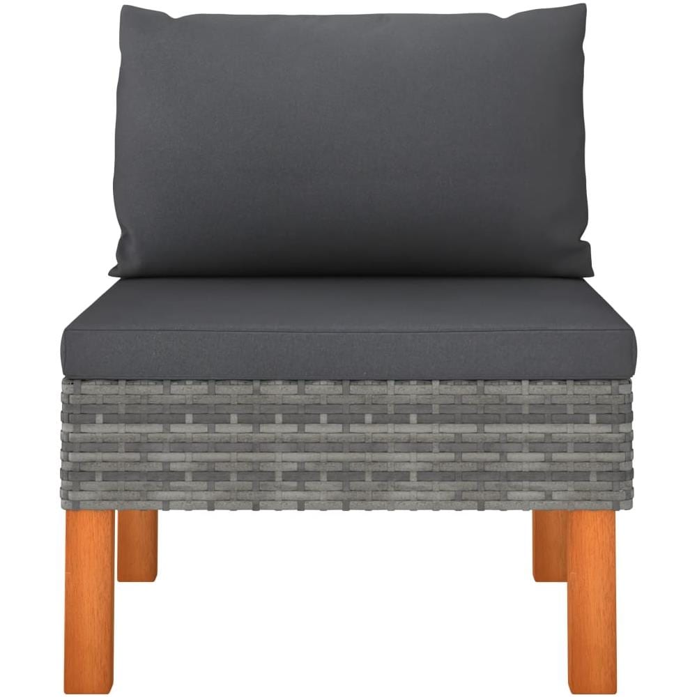 Set Di Divani Da Giardino 3 Pz Polyrattan Massello Di Eucalipto - Foto 4