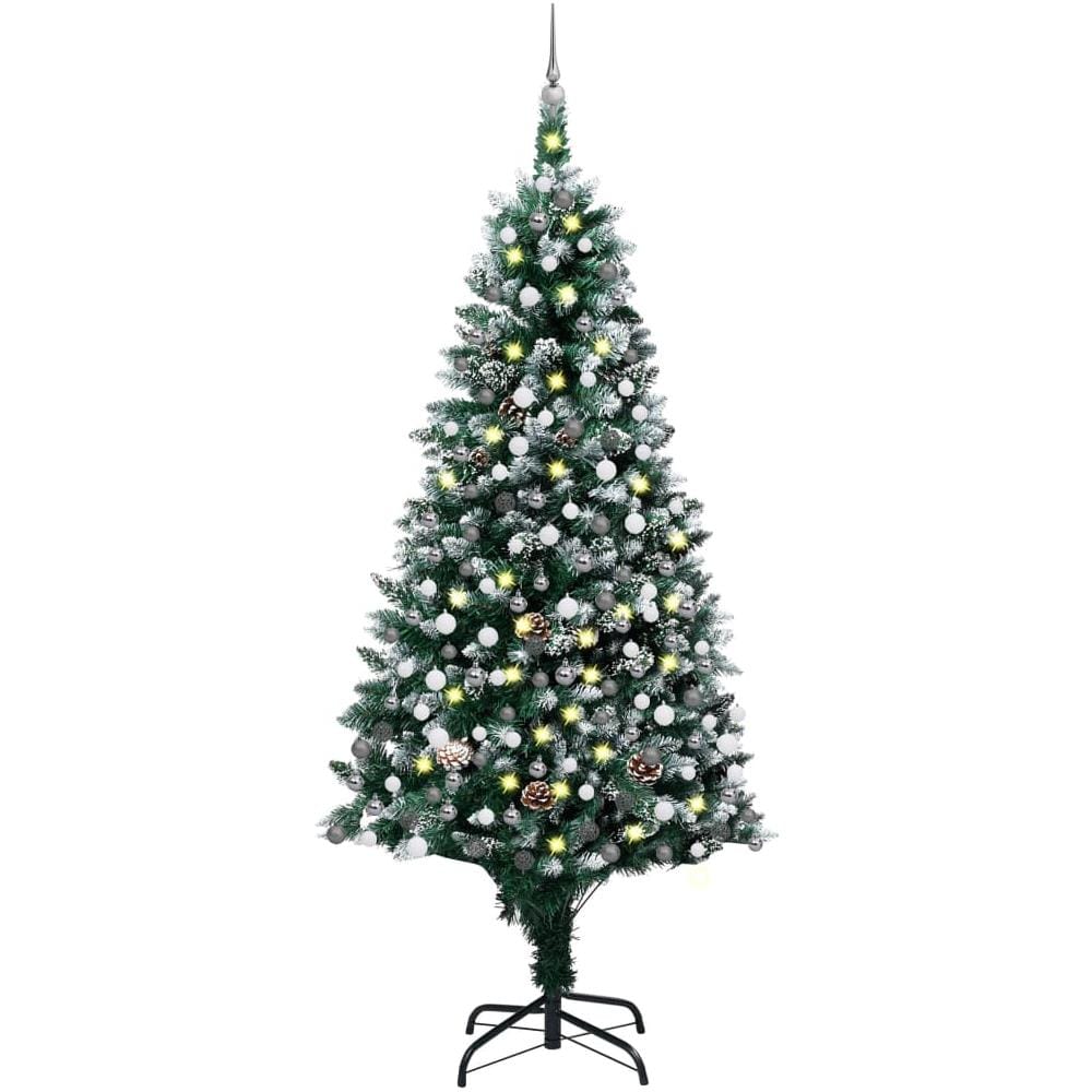 Set Albero Natale Artificiale con LED Palline e Pigne 240 cm - Foto 1