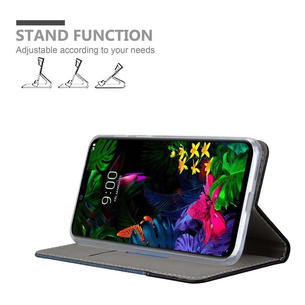 Custodia Compatibile Con Lg G8 In Blu Scuro Nero - Coperchio Protettiva Con Chiusura Magnetica, Funzione Stand E Tasca Per Le Carte - Foto 2