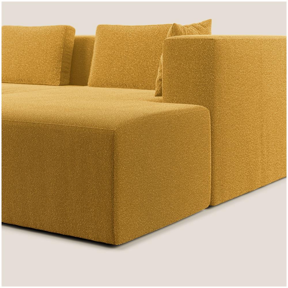 Nettuno Divano Angolare Componibile In Morbido Tessuto Bouclè T07 Giallo Destro - Foto 6