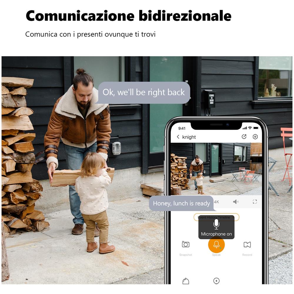 Telecamera di Sicurezza IP Knight con Risoluzione 4K Wi-Fi 600 ml Slot Micro SD Colore Bianco - Foto 7