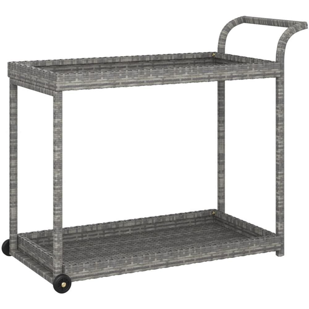 Carrello Da Bar Grigio 100x45x83 Cm In Polyrattan - Foto 2