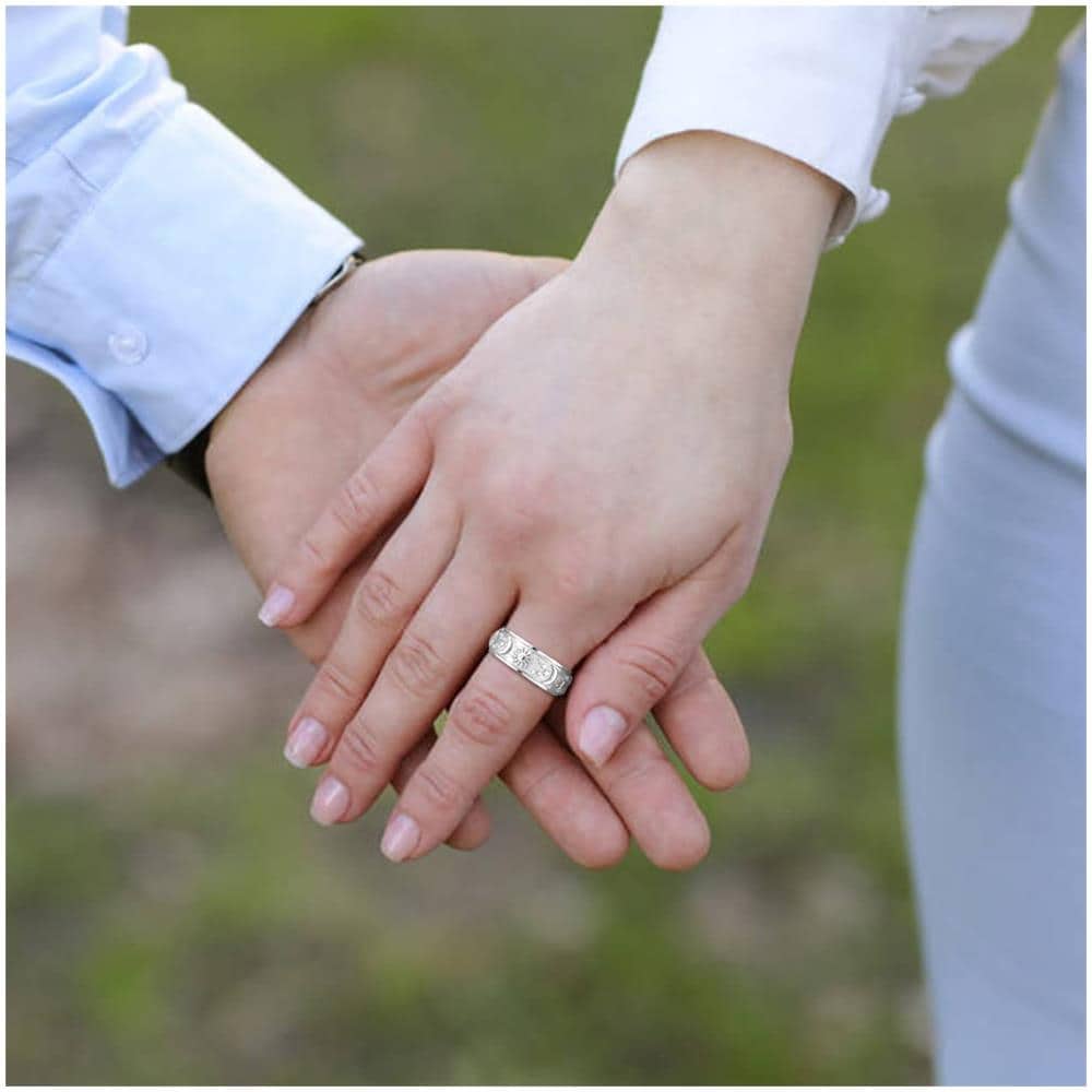 Anello Antistress Luna E Stella In Acciaio Inox Silver 24 Mm - Foto 5