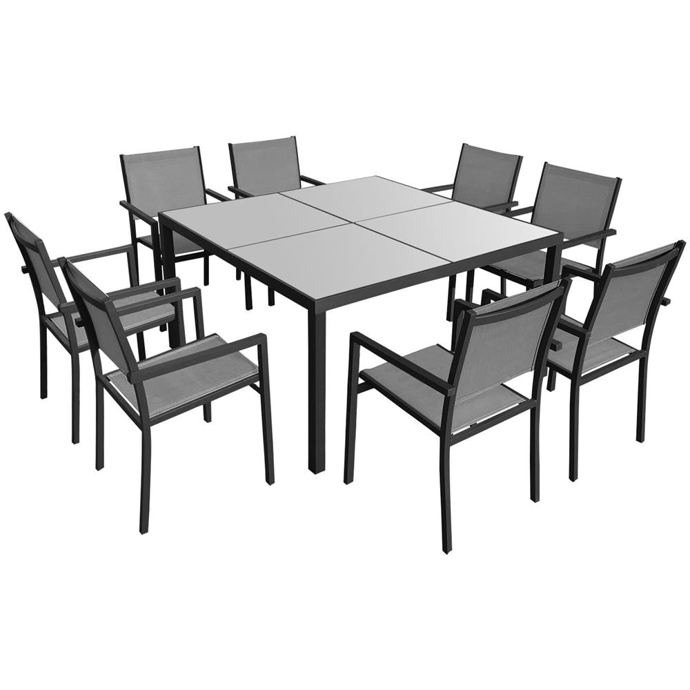 Set Di Mobili Da Giardino Per 8 Persone In Textilene Grigio Cagliari - Alluminio Antracite - Foto 1