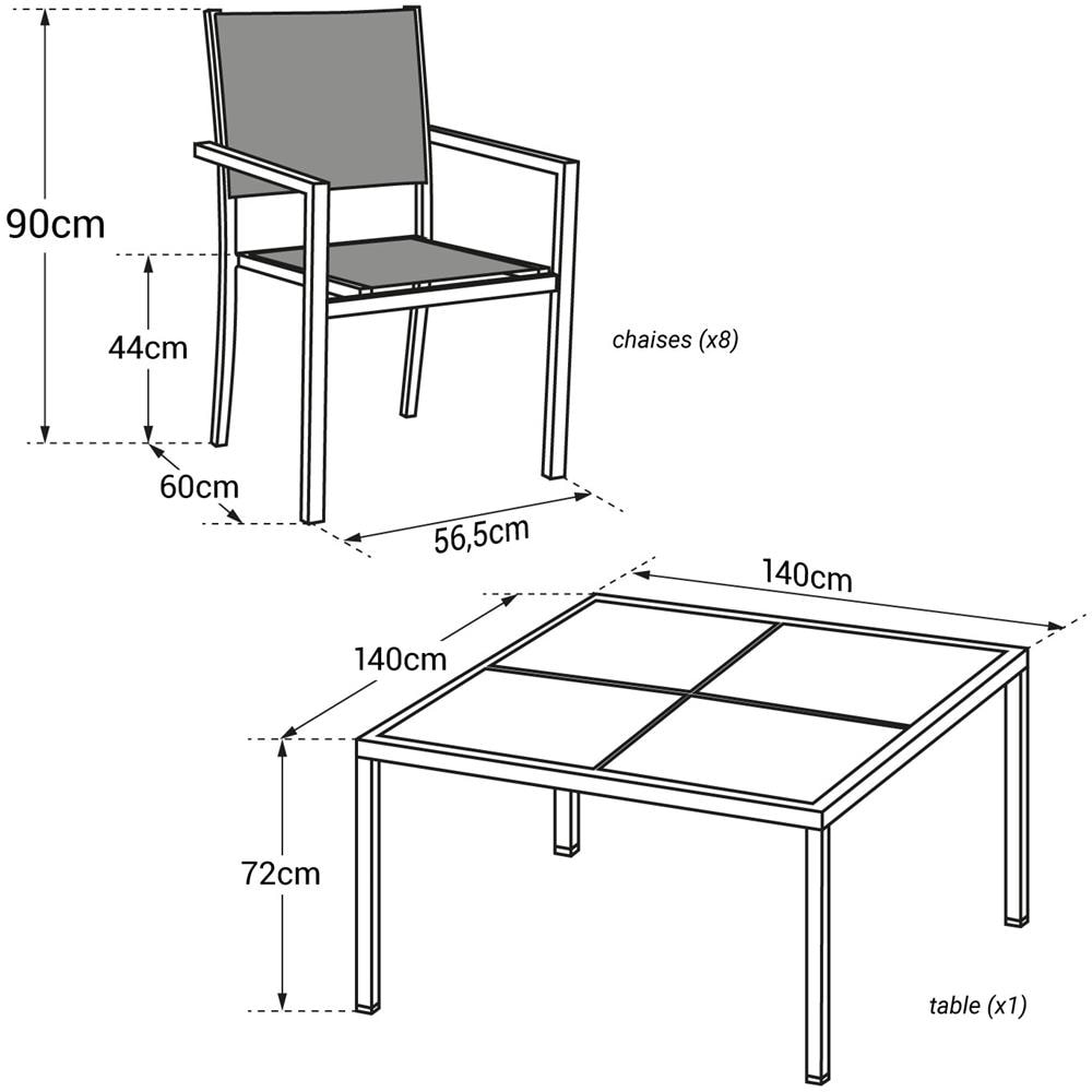 Set Di Mobili Da Giardino Per 8 Persone In Textilene Grigio Cagliari - Alluminio Antracite - Foto 2